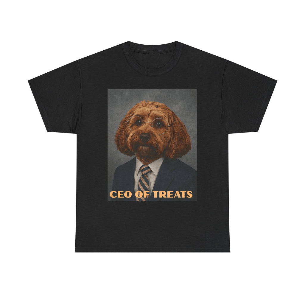 Dog Portrait Tee — "CEO of Treats" Funny Pet Shirt