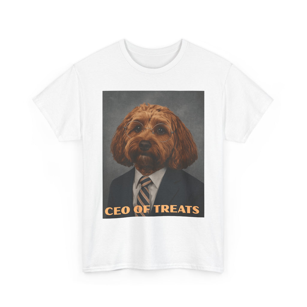 Dog Portrait Tee — "CEO of Treats" Funny Pet Shirt