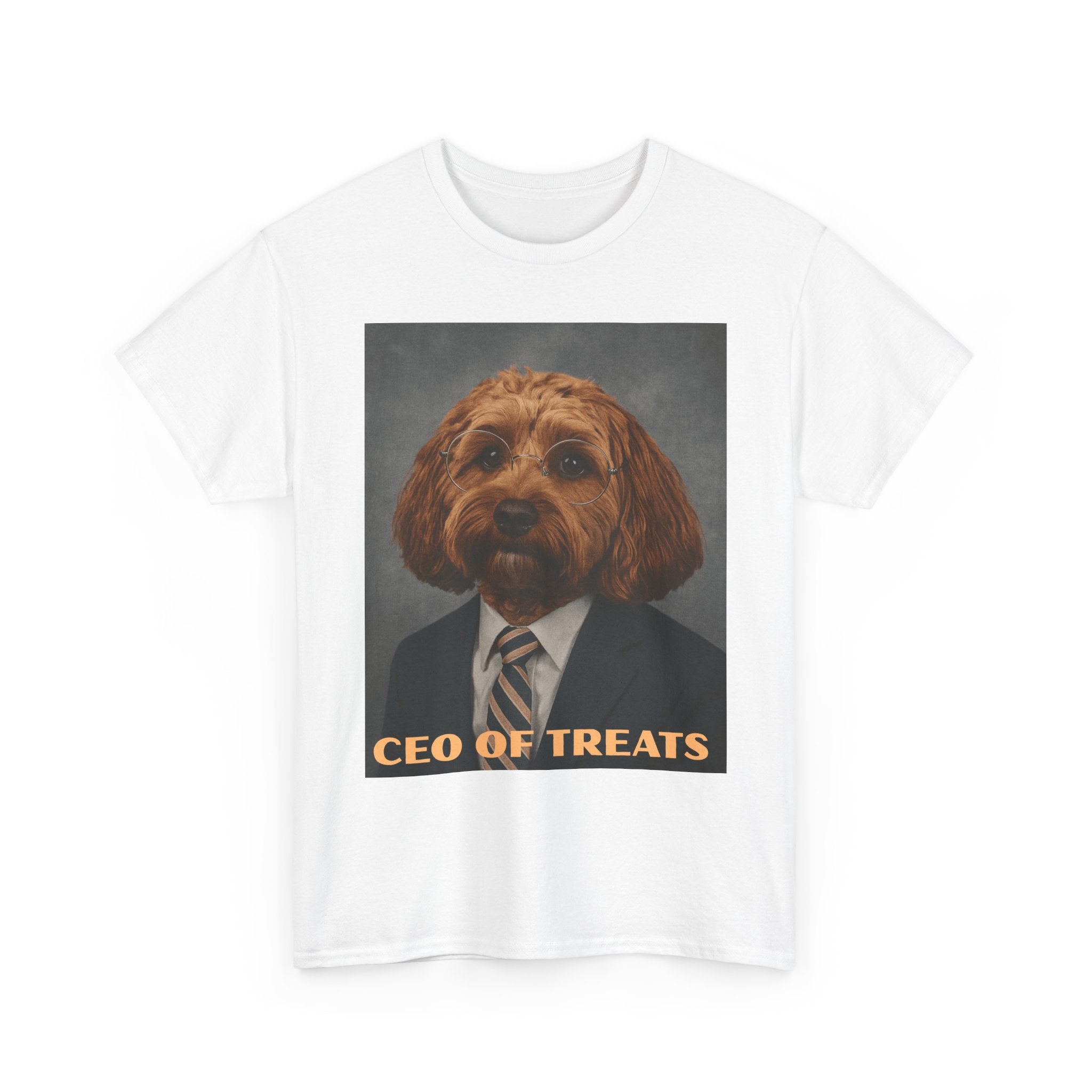 Dog Portrait Tee — "CEO of Treats" Funny Pet Shirt