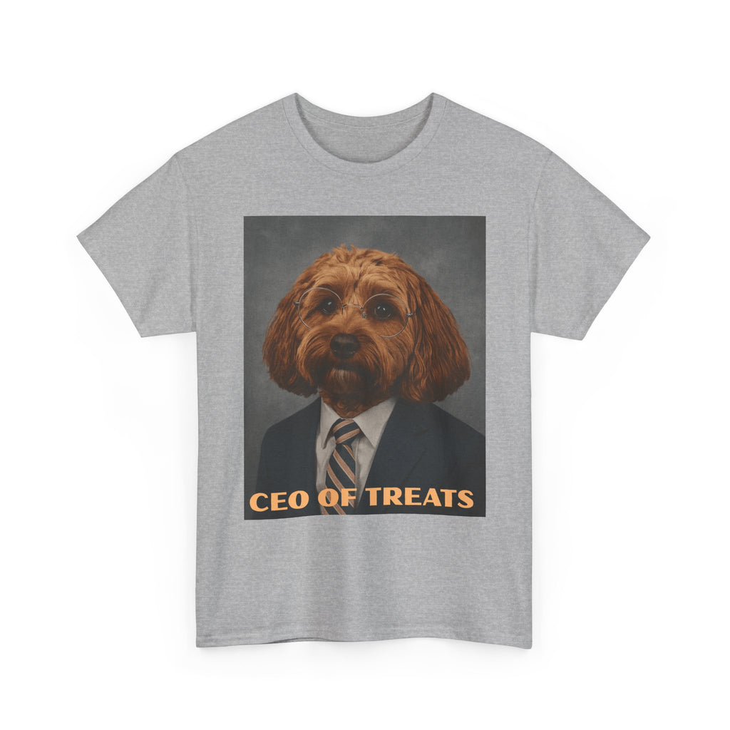 Dog Portrait Tee — "CEO of Treats" Funny Pet Shirt