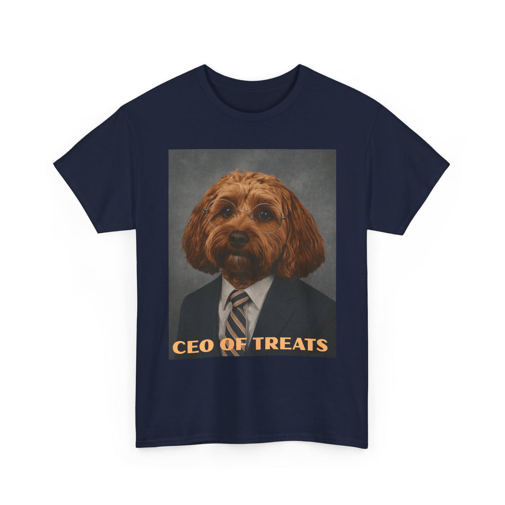 Dog Portrait Tee — "CEO of Treats" Funny Pet Shirt