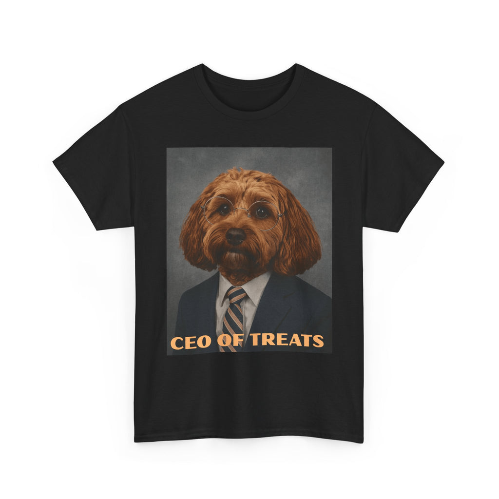 Dog Portrait Tee — "CEO of Treats" Funny Pet Shirt