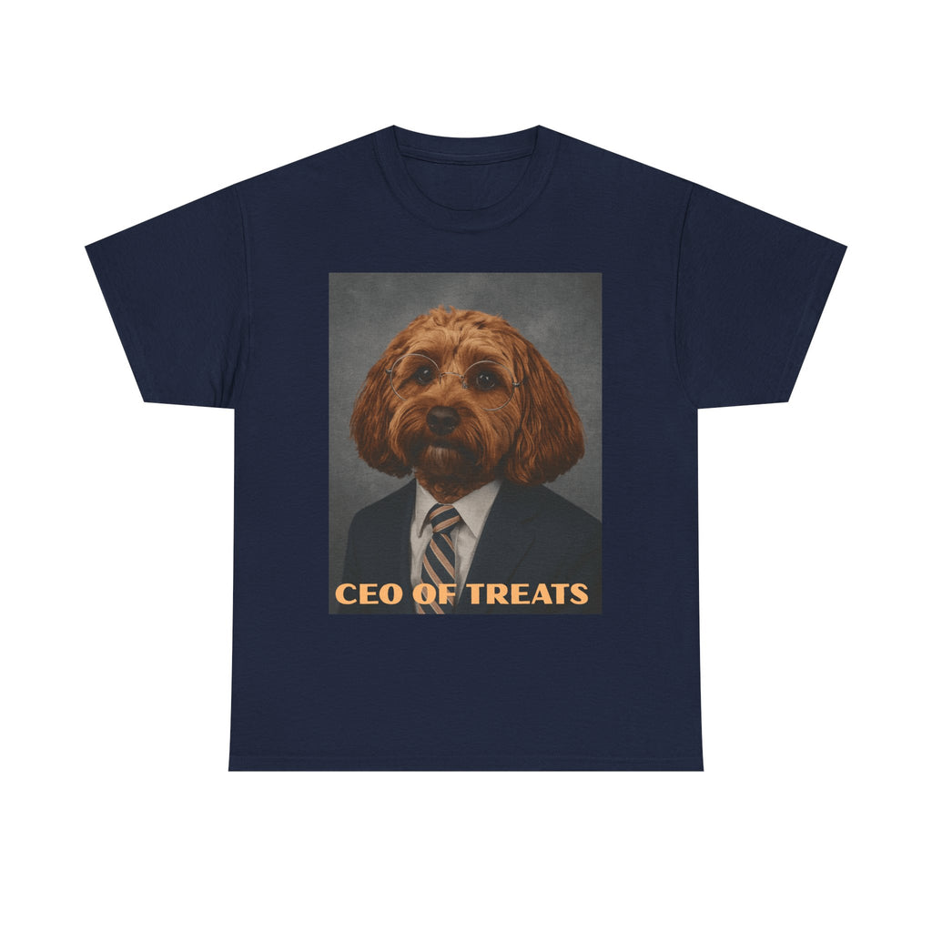 Dog Portrait Tee — "CEO of Treats" Funny Pet Shirt