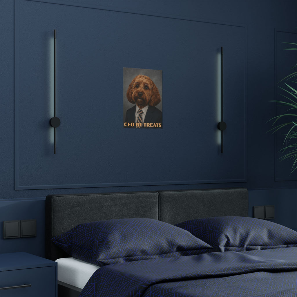 CEO of Treats Satin Poster — Humorous Dog Portrait Wall Art (300gsm)